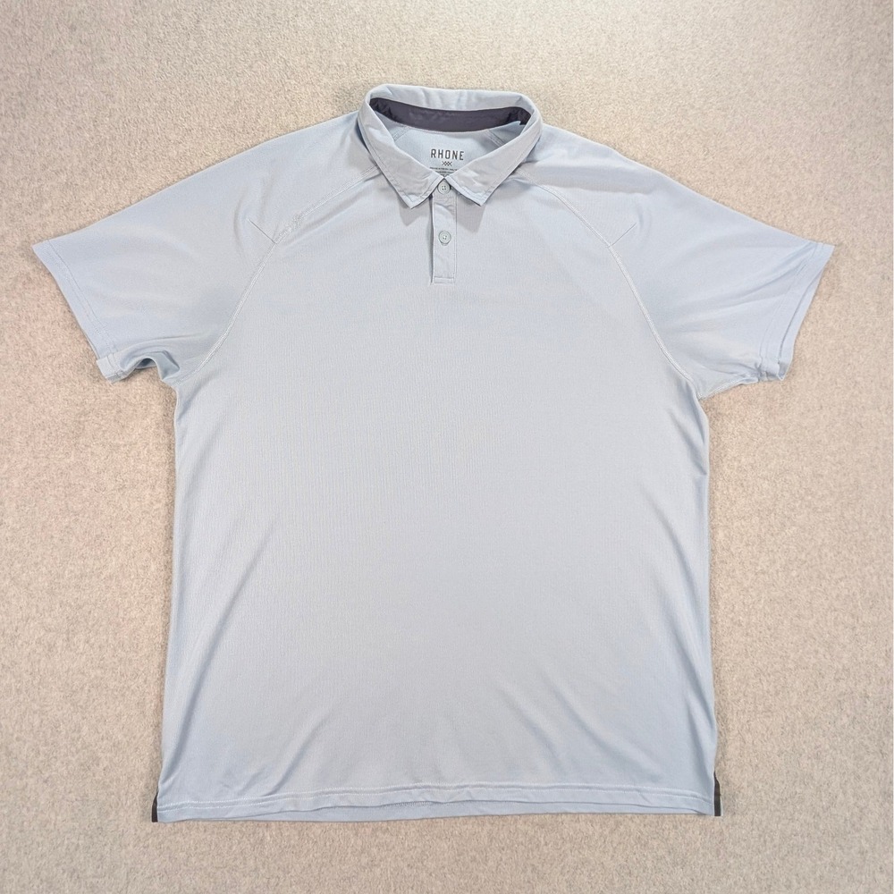 Rhone Delta Pique Polo Shirt Mens XL 23x29.5 Light Blue Short Sleeve Raglan
